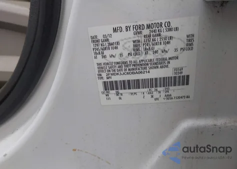 2013 Ford Edge Sel из США, поврежденный, VIN 2FMDK3JC6DBA06214